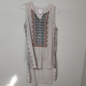 Knox Rose Dress Seeveless Tunic Top Size M high Low Sheer Spring Whimsy